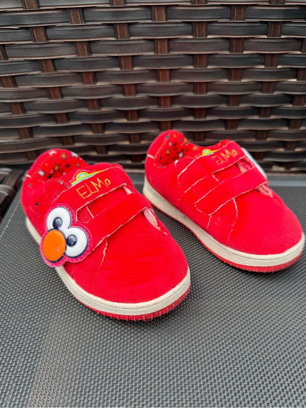 Kids Red Plush Elmo Velcro Shoes Sesame Street